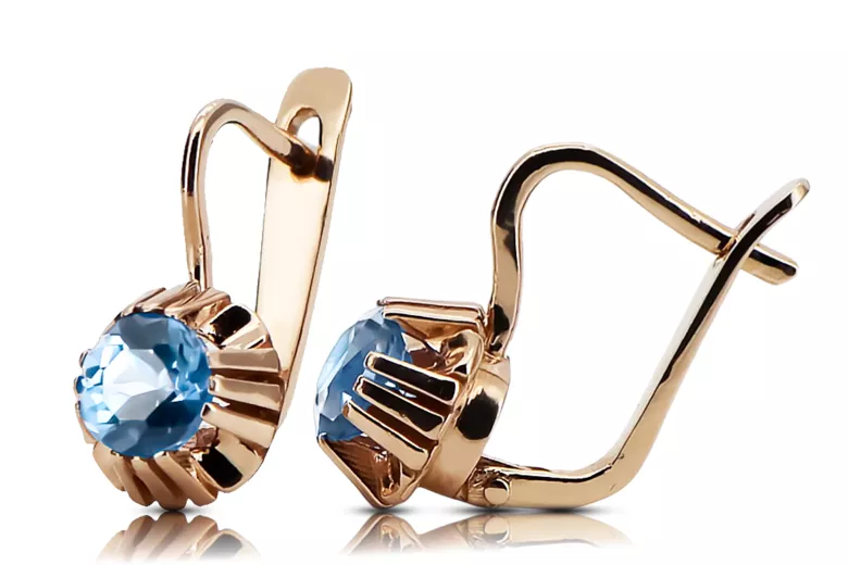 Original Vintage 14K Rose Gold Aquamarine Earrings Vintage Jewlery vec027r